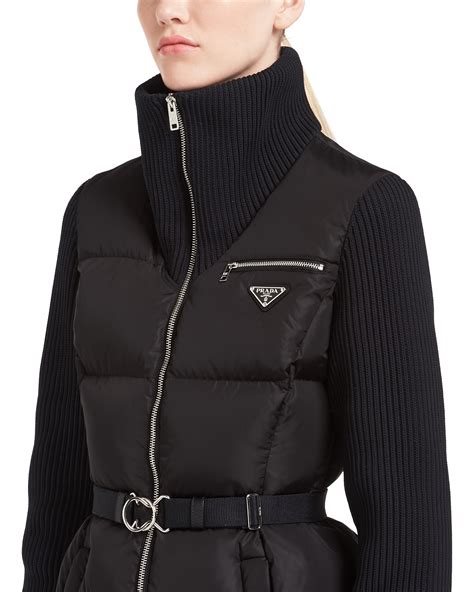 prada nylon cropped puffer jacket|prada sleeveless puffer jacket.